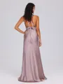Sheath V-neck Floor-Length Silk Like Satin Bridesmaid Dress