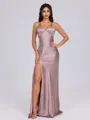 Sheath V-neck Floor-Length Silk Like Satin Bridesmaid Dress
