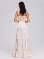 A-line Straps Cascading Ruffles Floor-Length Silk Like Satin Bridesmaid Dress