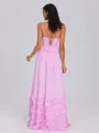 A-line V-neck Ruffles Floor-Length Chiffon Corset Bridesmaid Dress