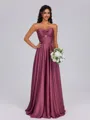 A-line Sweetheart Pleated Floor-Length Silk Like Satin Bridesmaid Dress