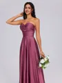 A-line Sweetheart Pleated Floor-Length Silk Like Satin Bridesmaid Dress