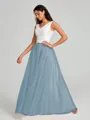 A-Line/Princess V-neck Floor-Length Sleeveless Tulle Bridesmaid Dress