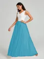 A-Line/Princess V-neck Floor-Length Sleeveless Tulle Bridesmaid Dress
