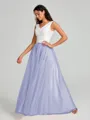 A-Line/Princess V-neck Floor-Length Sleeveless Tulle Bridesmaid Dress