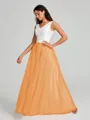 A-Line/Princess V-neck Floor-Length Sleeveless Tulle Bridesmaid Dress