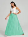 A-Line/Princess V-neck Floor-Length Sleeveless Tulle Bridesmaid Dress