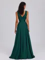 A-line V-neck Pleated Floor-Length Silk Like Satin Bridesmaid Dress