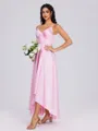 A-line V-neck Pleated Ankle-Length Silk Like Satin Bridesmaid Dress