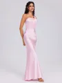Sheath One-Shoulder Pleated Ankle-Length Silk Like Satin Bridesmaid Dress