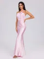 Sheath One-Shoulder Pleated Ankle-Length Silk Like Satin Bridesmaid Dress