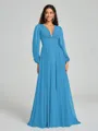 A-Line/Princess V-neck Sweep/Brush Train Long Sleeves Chiffon Bridesmaid Dress