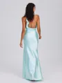 Sheath One-Shoulder Ruffles Ankle-Length Silk Like Satin Bridesmaid Dress