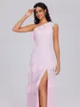 A-line One-Shoulder Cascading Ruffles Ankle-Length Chiffon Bridesmaid Dress