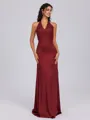 A-line V-neck Floor-Length Silk Like Satin Bridesmaid Dress