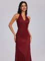 A-line V-neck Floor-Length Silk Like Satin Bridesmaid Dress