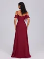 A-line Cold Shoulder Ruffles Floor-Length Chiffon Bridesmaid Dress