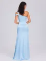 Sheath One-Shoulder Pleated Floor-Length Silk Like Satin Bridesmaid Dress