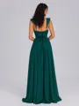 A-line V-neck Pleated Floor-Length Chiffon Bridesmaid Dress