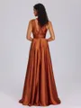 A-line One-Shoulder Pleated Floor-Length Silk Like Satin Bridesmaid Dress