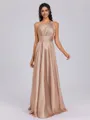 A-line One-Shoulder Pleated Floor-Length Silk Like Satin Bridesmaid Dress