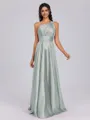 A-line One-Shoulder Pleated Floor-Length Silk Like Satin Bridesmaid Dress