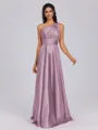 A-line One-Shoulder Pleated Floor-Length Silk Like Satin Bridesmaid Dress