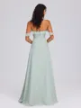 A-line Off-the-Shoulder Ruffles Floor-Length Chiffon Bridesmaid Dress