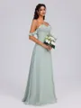 A-line Off-the-Shoulder Ruffles Floor-Length Chiffon Bridesmaid Dress
