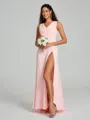 A-Line/Princess V-neck Sweep/Brush Train Sleeveless Chiffon Bridesmaid Dress