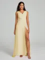 A-Line/Princess V-neck Sweep/Brush Train Sleeveless Chiffon Bridesmaid Dress