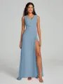 A-Line/Princess V-neck Sweep/Brush Train Sleeveless Chiffon Bridesmaid Dress