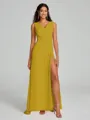 A-Line/Princess V-neck Sweep/Brush Train Sleeveless Chiffon Bridesmaid Dress