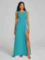 A-Line/Princess V-neck Sweep/Brush Train Sleeveless Chiffon Bridesmaid Dress