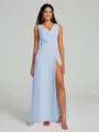 A-Line/Princess V-neck Sweep/Brush Train Sleeveless Chiffon Bridesmaid Dress