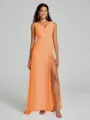 A-Line/Princess V-neck Sweep/Brush Train Sleeveless Chiffon Bridesmaid Dress