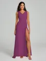 A-Line/Princess V-neck Sweep/Brush Train Sleeveless Chiffon Bridesmaid Dress
