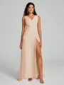 A-Line/Princess V-neck Sweep/Brush Train Sleeveless Chiffon Bridesmaid Dress