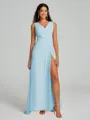 A-Line/Princess V-neck Sweep/Brush Train Sleeveless Chiffon Bridesmaid Dress