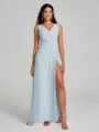 A-Line/Princess V-neck Sweep/Brush Train Sleeveless Chiffon Bridesmaid Dress