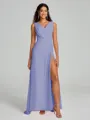 A-Line/Princess V-neck Sweep/Brush Train Sleeveless Chiffon Bridesmaid Dress