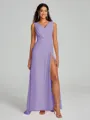 A-Line/Princess V-neck Sweep/Brush Train Sleeveless Chiffon Bridesmaid Dress