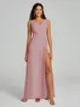 A-Line/Princess V-neck Sweep/Brush Train Sleeveless Chiffon Bridesmaid Dress