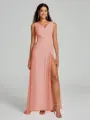 A-Line/Princess V-neck Sweep/Brush Train Sleeveless Chiffon Bridesmaid Dress