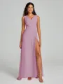 A-Line/Princess V-neck Sweep/Brush Train Sleeveless Chiffon Bridesmaid Dress