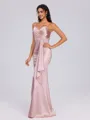 Sheath V-neck Ruffles Floor-Length Silk Like Satin Bridesmaid Dress