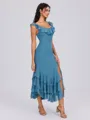 A-line Square Ruffles Ankle-Length Chiffon Bridesmaid Dress