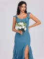 A-line Square Ruffles Ankle-Length Chiffon Bridesmaid Dress