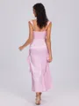 Sheath Straps Ruffles Ankle-Length Silk Like Satin Bridesmaid Dress