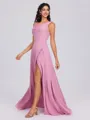 A-line Pleated Floor-Length Chiffon Bridesmaid Dress